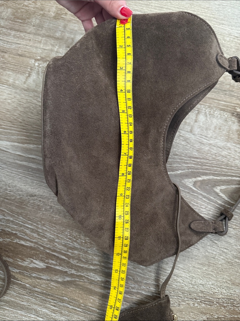 Suede Shoulder Hobo Bag in Dark Brown - Picture 10 of 13
